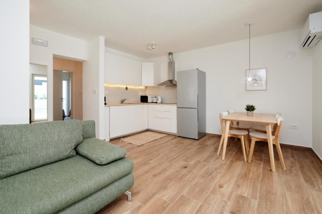 living room with kitchen